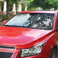 Hawaiian And Japanese Culture Auto Sun Shade Irezumi Dragon With Polynesian Pattern White - Polynesian Pride