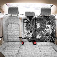 Hawaiian And Japanese Culture Back Car Seat Cover Irezumi Dragon With Polynesian Pattern White - Polynesian Pride