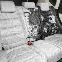 Hawaiian And Japanese Culture Back Car Seat Cover Irezumi Dragon With Polynesian Pattern White - Polynesian Pride