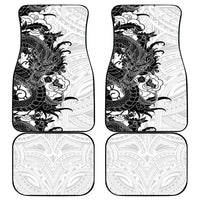 Hawaiian And Japanese Culture Car Mats Irezumi Dragon With Polynesian Pattern White - Polynesian Pride