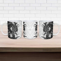 Hawaiian And Japanese Culture Ceramic Mug Irezumi Dragon With Polynesian Pattern White - Polynesian Pride