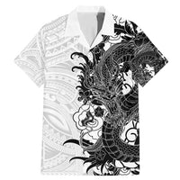 Hawaiian And Japanese Culture Family Matching Mermaid Dress and Hawaiian Shirt Irezumi Dragon With Polynesian Pattern White - Polynesian Pride