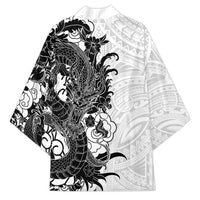 Hawaiian And Japanese Culture Kimono Irezumi Dragon With Polynesian Pattern White LT05 - Polynesian Pride