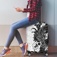 Hawaiian And Japanese Culture Luggage Cover Irezumi Dragon With Polynesian Pattern White - Polynesian Pride