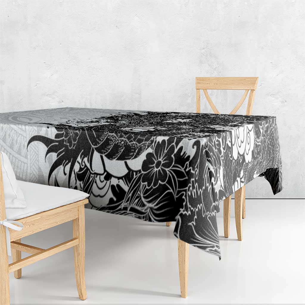 Hawaiian And Japanese Culture Tablecloth Irezumi Dragon With Polynesian Pattern White - Polynesian Pride