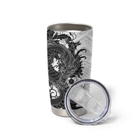 Hawaiian And Japanese Culture Tumbler Cup Irezumi Dragon With Polynesian Pattern White - Polynesian Pride