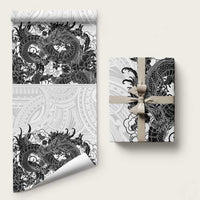 Hawaiian And Japanese Culture Wrapping Paper Irezumi Dragon With Polynesian Pattern White