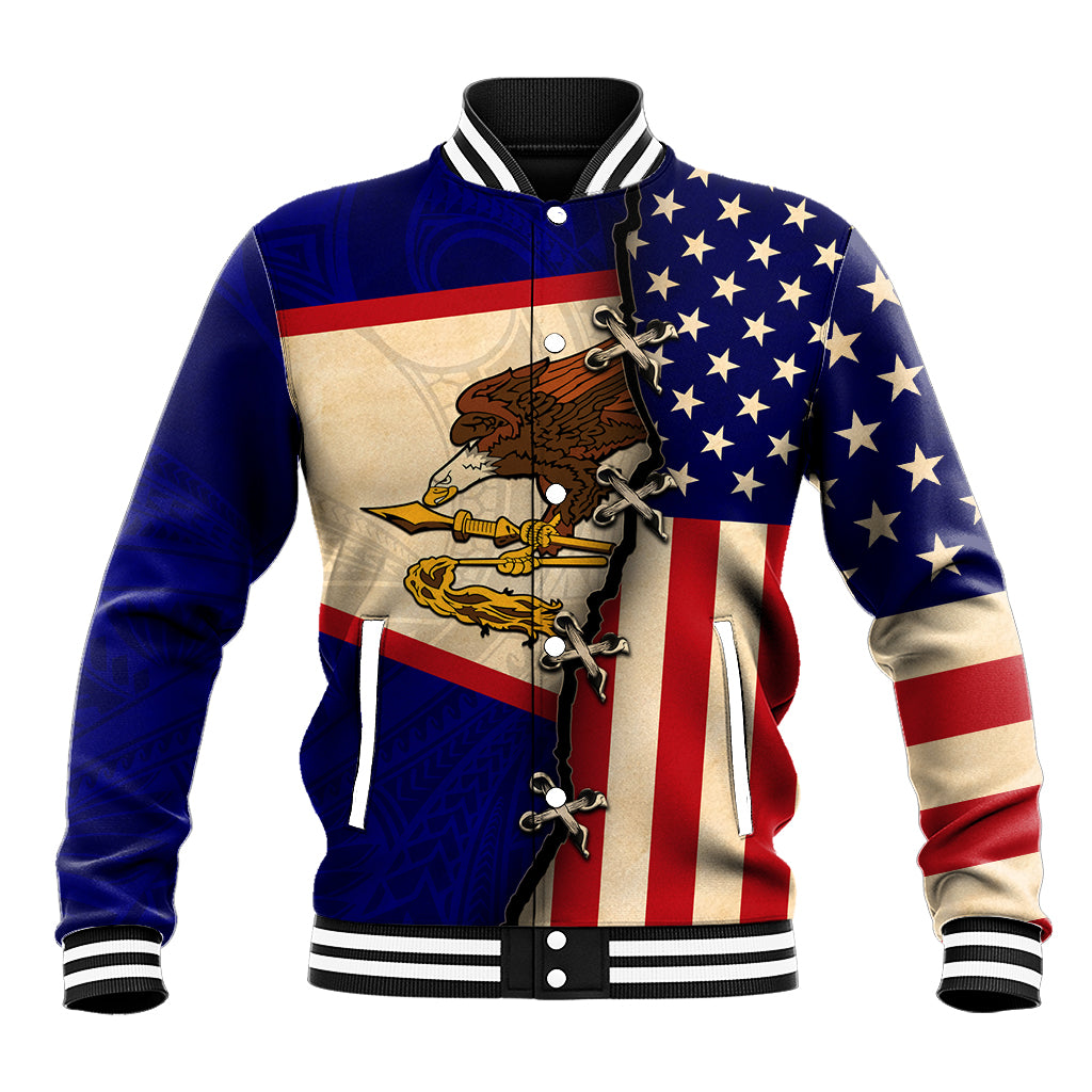 American Samoa Flag Day Baseball Jacket Polynesian Tribal Pattern LT05 Unisex Blue - Polynesian Pride