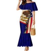 American Samoa Flag Day Family Matching Mermaid Dress and Hawaiian Shirt Polynesian Tribal Pattern LT05 Mom's Dress Blue - Polynesian Pride