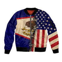 American Samoa Flag Day Sleeve Zip Bomber Jacket Polynesian Tribal Pattern LT05 Unisex Blue - Polynesian Pride