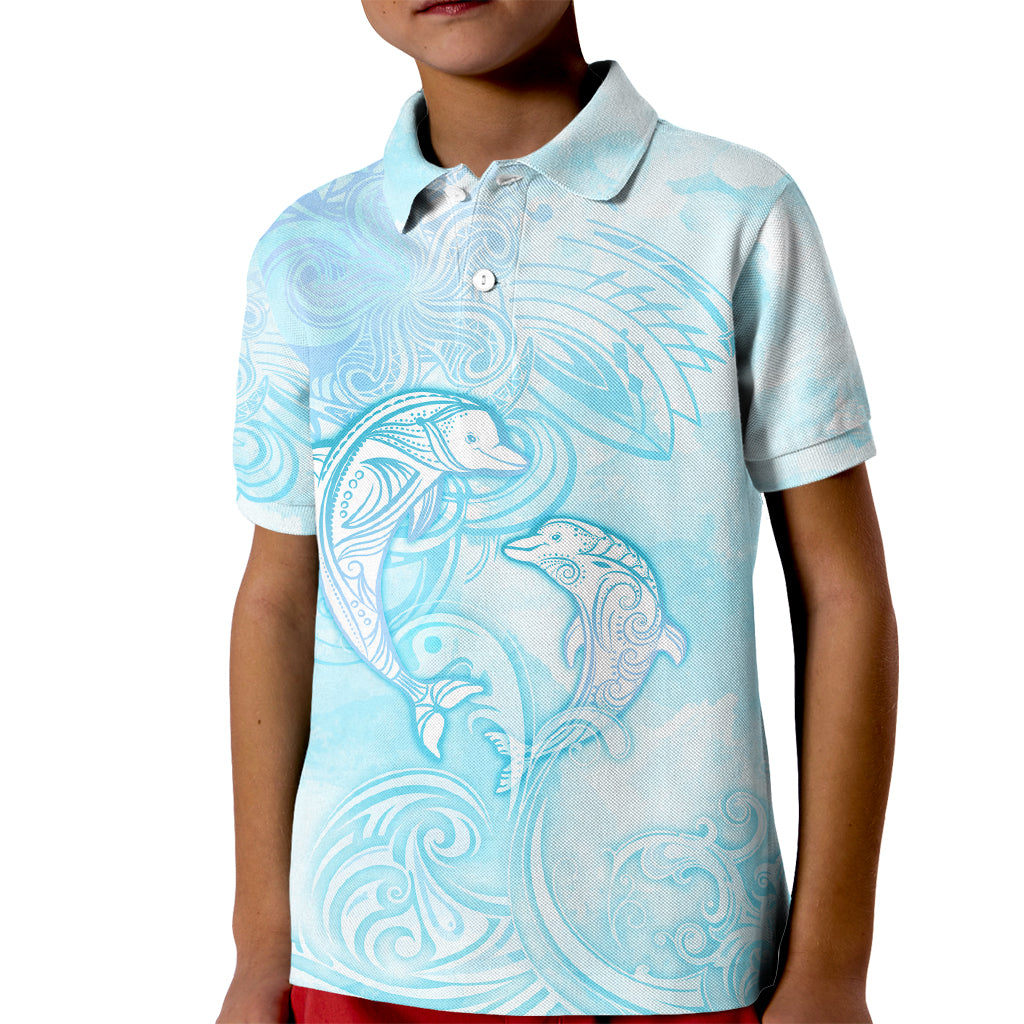 Polynesia Dolphins Under The Sea Kid Polo Shirt Simple Style LT05 Kid Baby Blue - Polynesian Pride