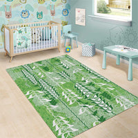 Green Hawaii Tapa Pattern Area Rug With Heliconia Vintage Style LT05 - Polynesian Pride