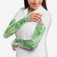 Green Hawaii Tapa Pattern Arm Sleeves With Heliconia Vintage Style LT05 - Polynesian Pride
