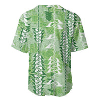 Green Hawaii Tapa Pattern Baseball Jersey With Heliconia Vintage Style LT05 - Polynesian Pride