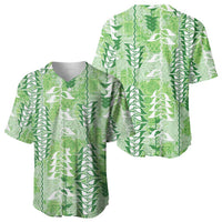 Green Hawaii Tapa Pattern Baseball Jersey With Heliconia Vintage Style LT05 - Polynesian Pride