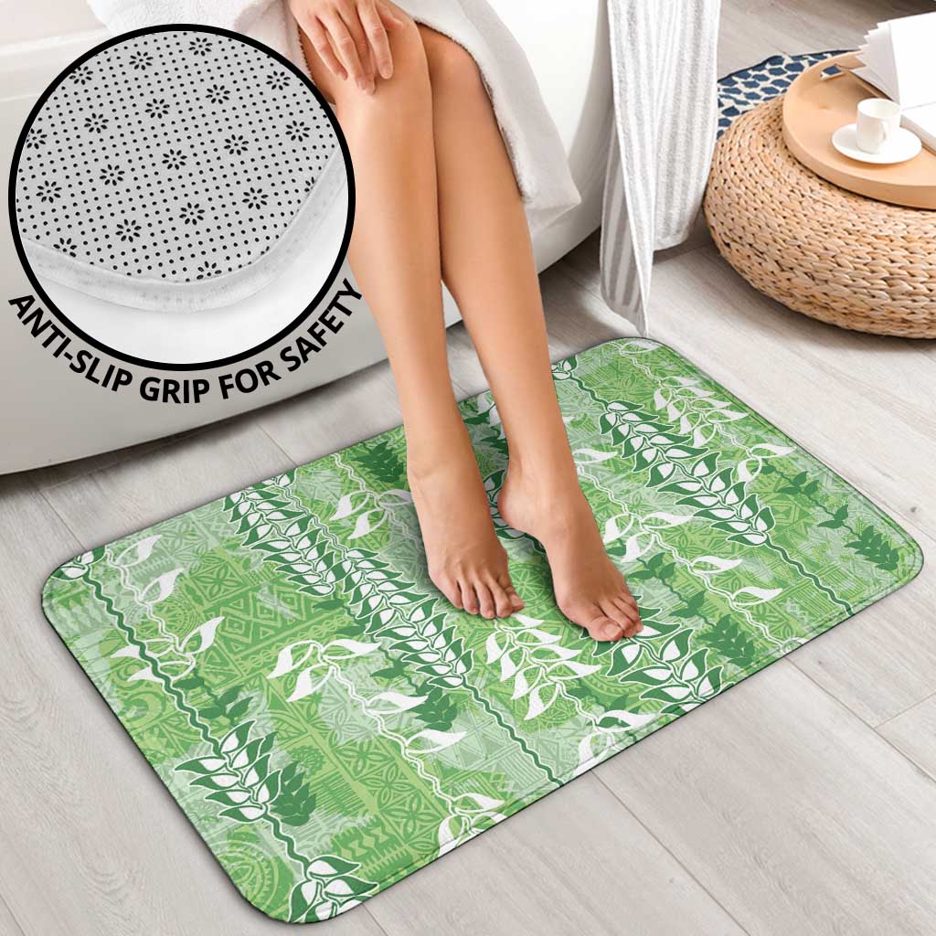 Green Hawaii Tapa Pattern Bathroom Set With Heliconia Vintage Style LT05 - Polynesian Pride