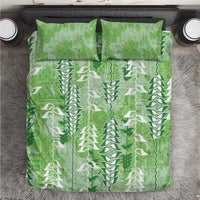 Green Hawaii Tapa Pattern Bedding Set With Heliconia Vintage Style LT05 Green - Polynesian Pride
