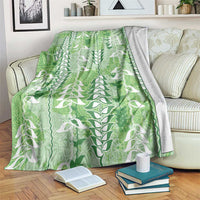 Green Hawaii Tapa Pattern Blanket With Heliconia Vintage Style LT05 Green - Polynesian Pride