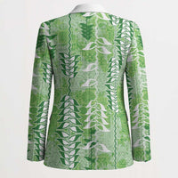 Green Hawaii Tapa Pattern Blazer With Heliconia Vintage Style LT05 - Polynesian Pride