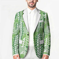 Green Hawaii Tapa Pattern Blazer With Heliconia Vintage Style LT05 - Polynesian Pride