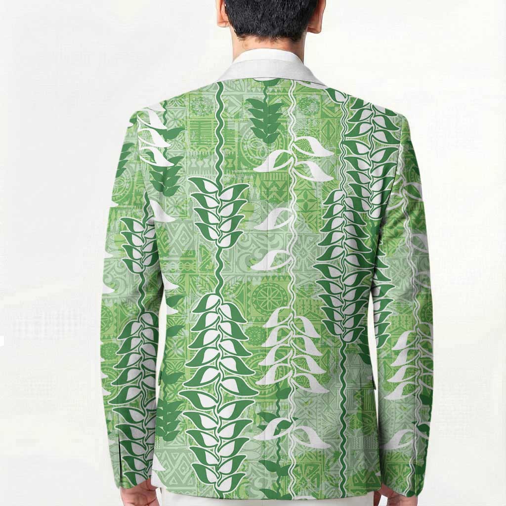 Green Hawaii Tapa Pattern Blazer With Heliconia Vintage Style LT05 - Polynesian Pride