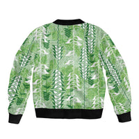 Green Hawaii Tapa Pattern Bomber Jacket With Heliconia Vintage Style LT05 - Polynesian Pride