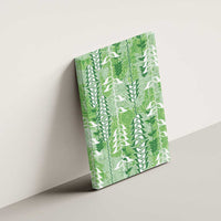Green Hawaii Tapa Pattern Canvas Wall Art With Heliconia Vintage Style LT05 - Polynesian Pride