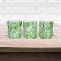 Green Hawaii Tapa Pattern Ceramic Mug With Heliconia Vintage Style LT05 - Polynesian Pride