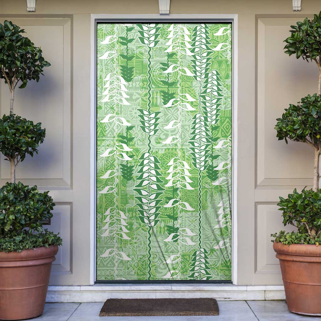 Green Hawaii Tapa Pattern Door Cover With Heliconia Vintage Style LT05 Green - Polynesian Pride