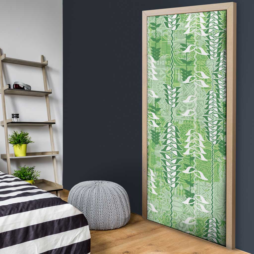 Green Hawaii Tapa Pattern Door Cover With Heliconia Vintage Style LT05 - Polynesian Pride