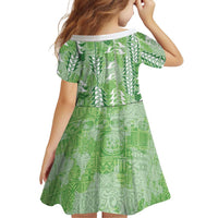 Green Hawaii Tapa Pattern Family Matching Puletasi and Hawaiian Shirt With Heliconia Vintage Style LT05 - Polynesian Pride