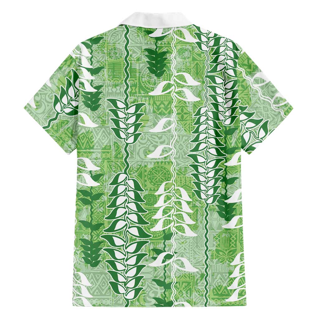 Green Hawaii Tapa Pattern Family Matching Summer Maxi Dress and Hawaiian Shirt With Heliconia Vintage Style LT05 - Polynesian Pride