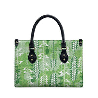 Green Hawaii Tapa Pattern Leather Bag With Heliconia Vintage Style LT05 - Polynesian Pride