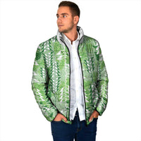 Green Hawaii Tapa Pattern Padded Jacket With Heliconia Vintage Style LT05 - Polynesian Pride
