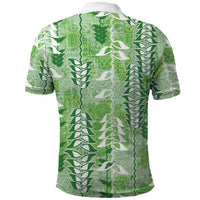 Green Hawaii Tapa Pattern Polo Shirt With Heliconia Vintage Style LT05 - Polynesian Pride