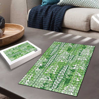 Green Hawaii Tapa Pattern Puzzle With Heliconia Vintage Style LT05 - Polynesian Pride