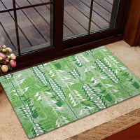 Green Hawaii Tapa Pattern Rubber Doormat With Heliconia Vintage Style LT05 - Polynesian Pride