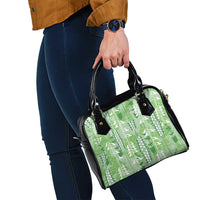 Green Hawaii Tapa Pattern Shoulder Handbag With Heliconia Vintage Style LT05 - Polynesian Pride
