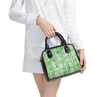 Green Hawaii Tapa Pattern Shoulder Handbag With Heliconia Vintage Style LT05 - Polynesian Pride