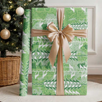 Green Hawaii Tapa Pattern Wrapping Paper With Heliconia Vintage Style LT05 - Polynesian Pride