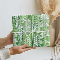 Green Hawaii Tapa Pattern Wrapping Paper With Heliconia Vintage Style LT05 - Polynesian Pride