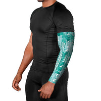 Teal Hawaii Tapa Pattern Arm Sleeves With Heliconia Vintage Style LT05 - Polynesian Pride