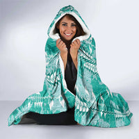 Teal Hawaii Tapa Pattern Hooded Blanket With Heliconia Vintage Style LT05 - Polynesian Pride