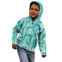 Teal Hawaii Tapa Pattern Kid Hoodie With Heliconia Vintage Style LT05 - Polynesian Pride