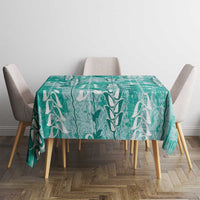 Teal Hawaii Tapa Pattern Tablecloth With Heliconia Vintage Style LT05 - Polynesian Pride
