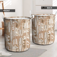 Beige Hawaii Tapa Pattern Laundry Basket With Heliconia Vintage Style LT05 - Polynesian Pride