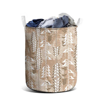 Beige Hawaii Tapa Pattern Laundry Basket With Heliconia Vintage Style LT05 - Polynesian Pride