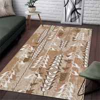 Beige Hawaii Tapa Pattern Area Rug With Heliconia Vintage Style LT05 Beige - Polynesian Pride