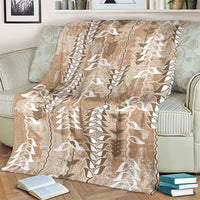 Beige Hawaii Tapa Pattern Blanket With Heliconia Vintage Style LT05 - Polynesian Pride