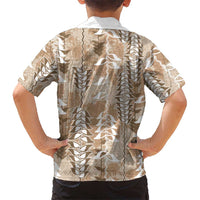 Beige Hawaii Tapa Pattern Family Matching Puletasi and Hawaiian Shirt With Heliconia Vintage Style LT05 - Polynesian Pride